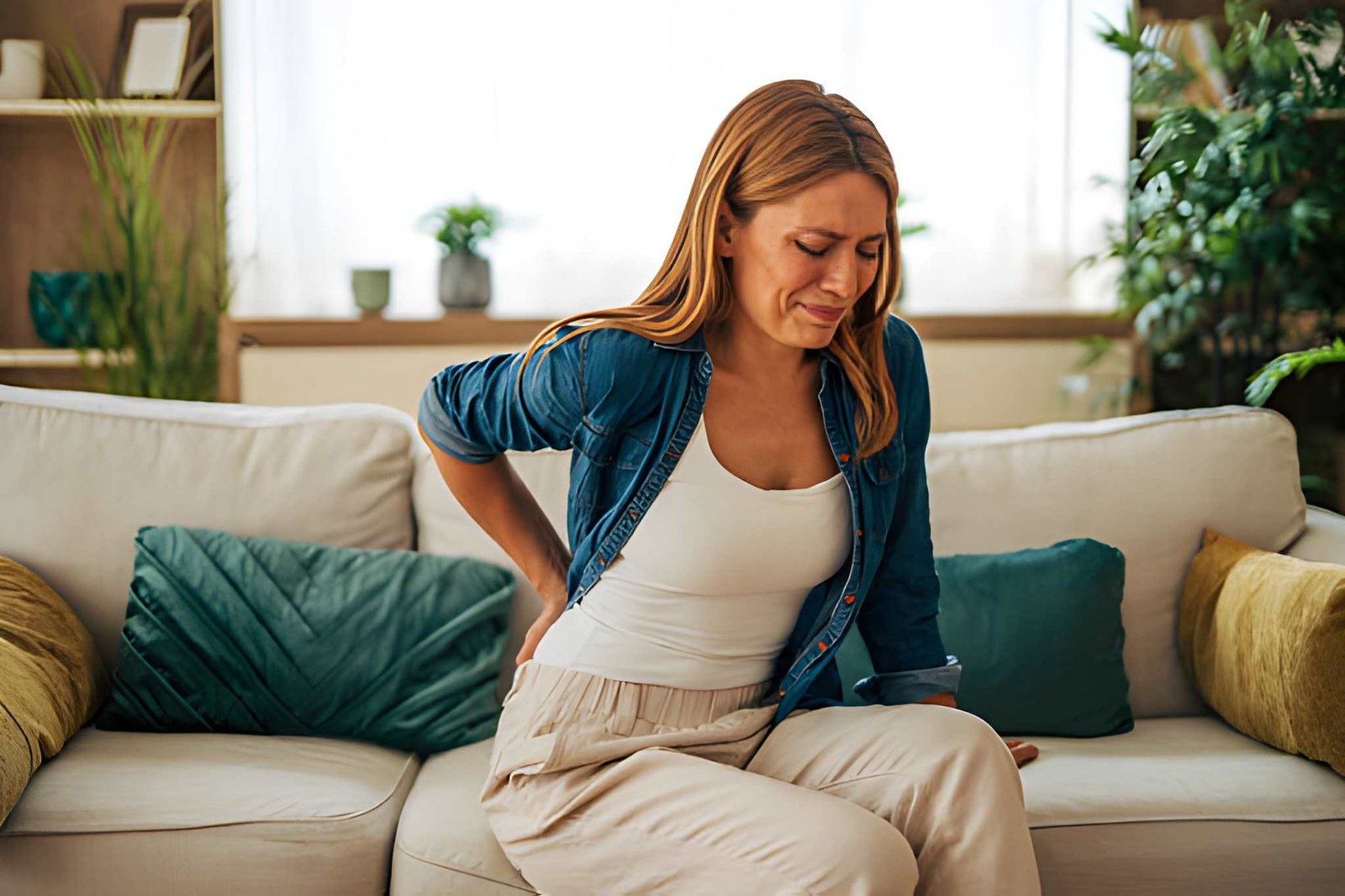Woman suffering from back pain